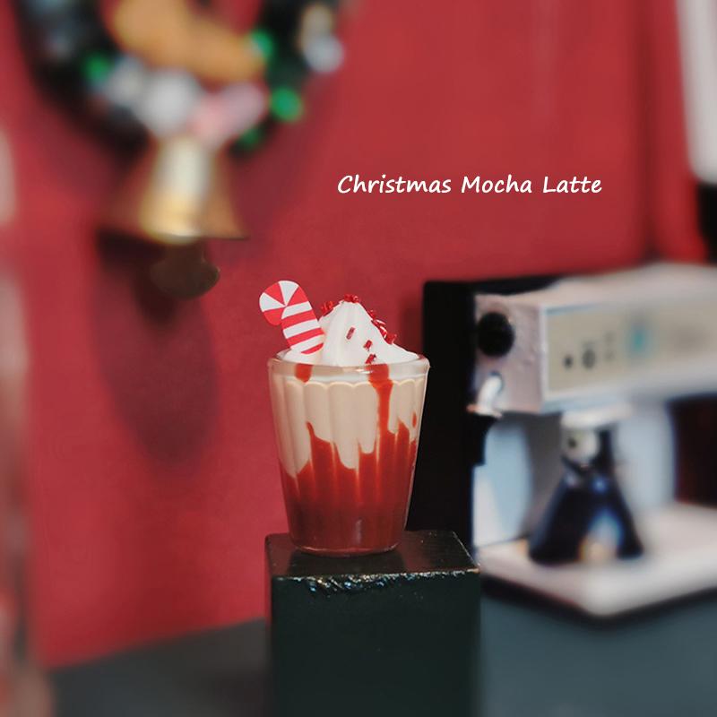 Dollhouse Miniature Christmas Christmas Snow Top Latte Drink Model For Doll House Decoration Accessories Kids Pretend Play Toys