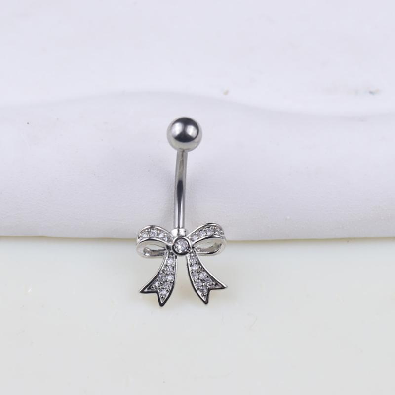 Fashion Bowknot Heart Navel Rings For Women Sexy Belly Button Nail Body Piercings Jewelry Stainless Steel Belly Button Ring Gift