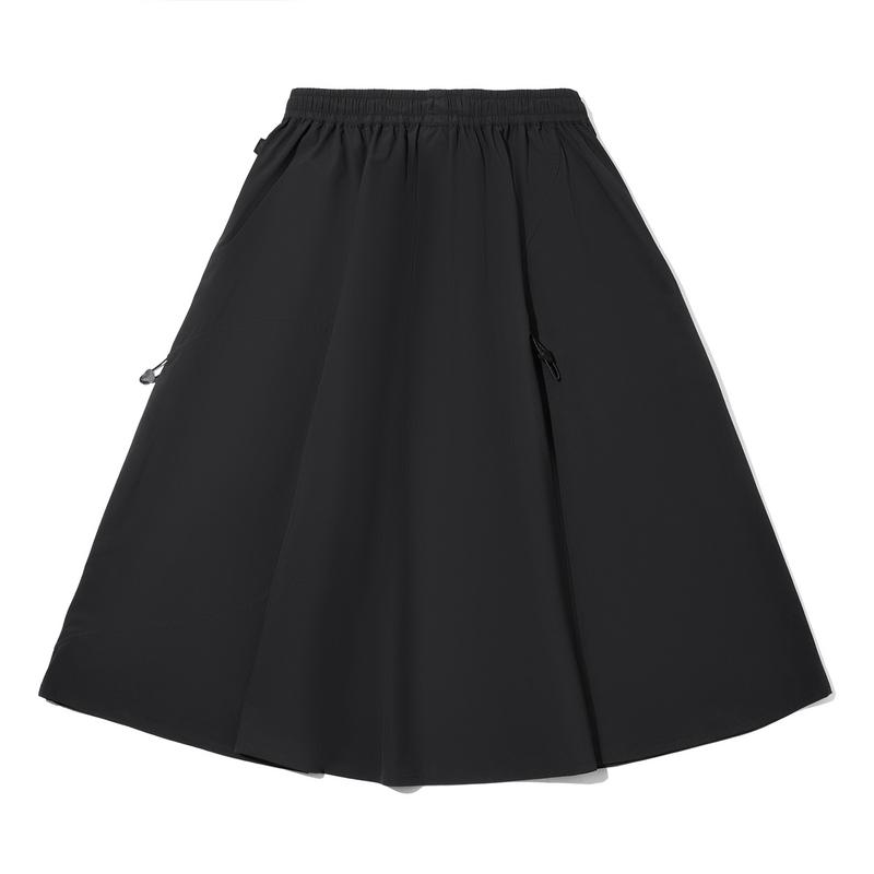 Li Ning X Takashiya Collaboration Sports Minimalist Solid Color Loose Casual Long Skirt Women Skirts Black ASKV314-3