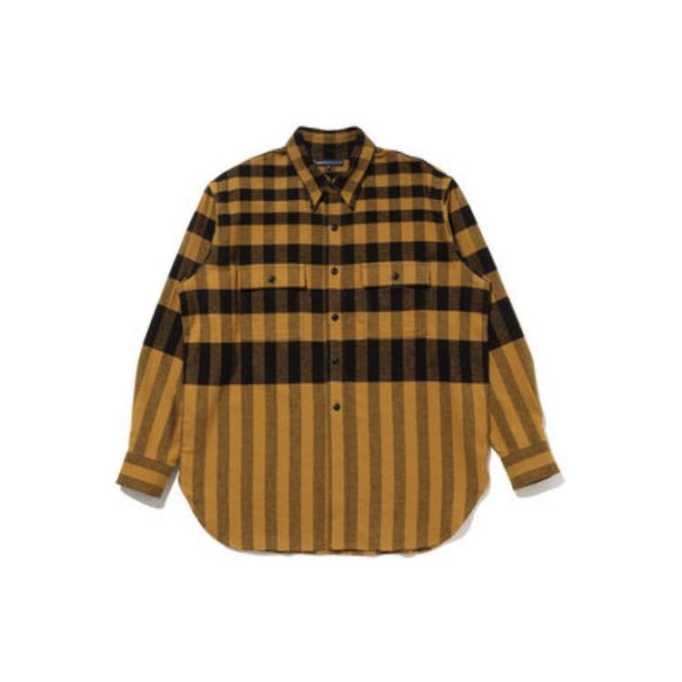 Levis Color Block Plaid Button-Down Long Sleeve Shirt Men Shirts Black Yellow A2188-0003