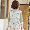 Chinese Style Bamboo Leaf Chiffon 3/4 Sleeve Blouse