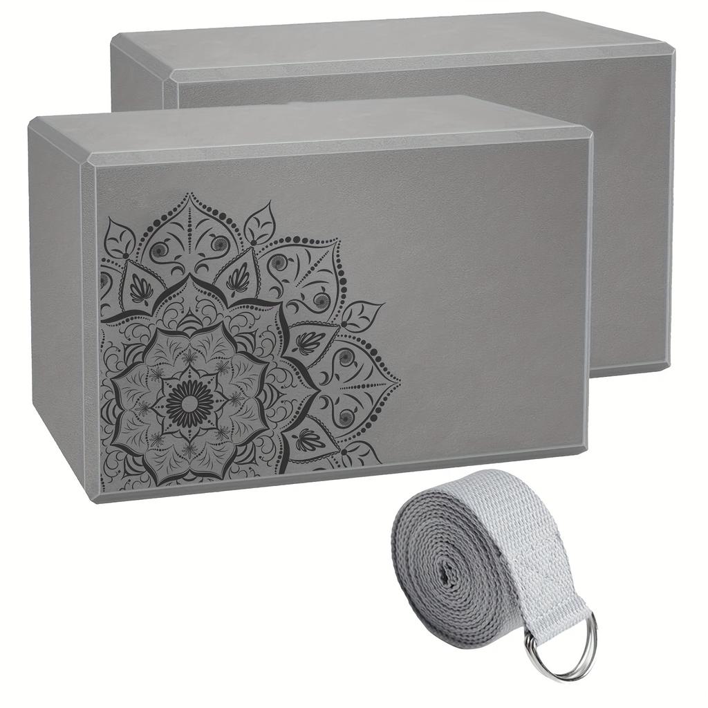 3pcs Yoga Blocks with Straps and Soft Non-slip High-density Foam Blocks Are Used for Yoga Pilates Stretching, Meditation and General Fitness
