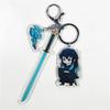 Demon Slayer Keychain Acrylic Charm with Sword Tanjiro Zenitsu Nezuko Anime Cosplay Accessories