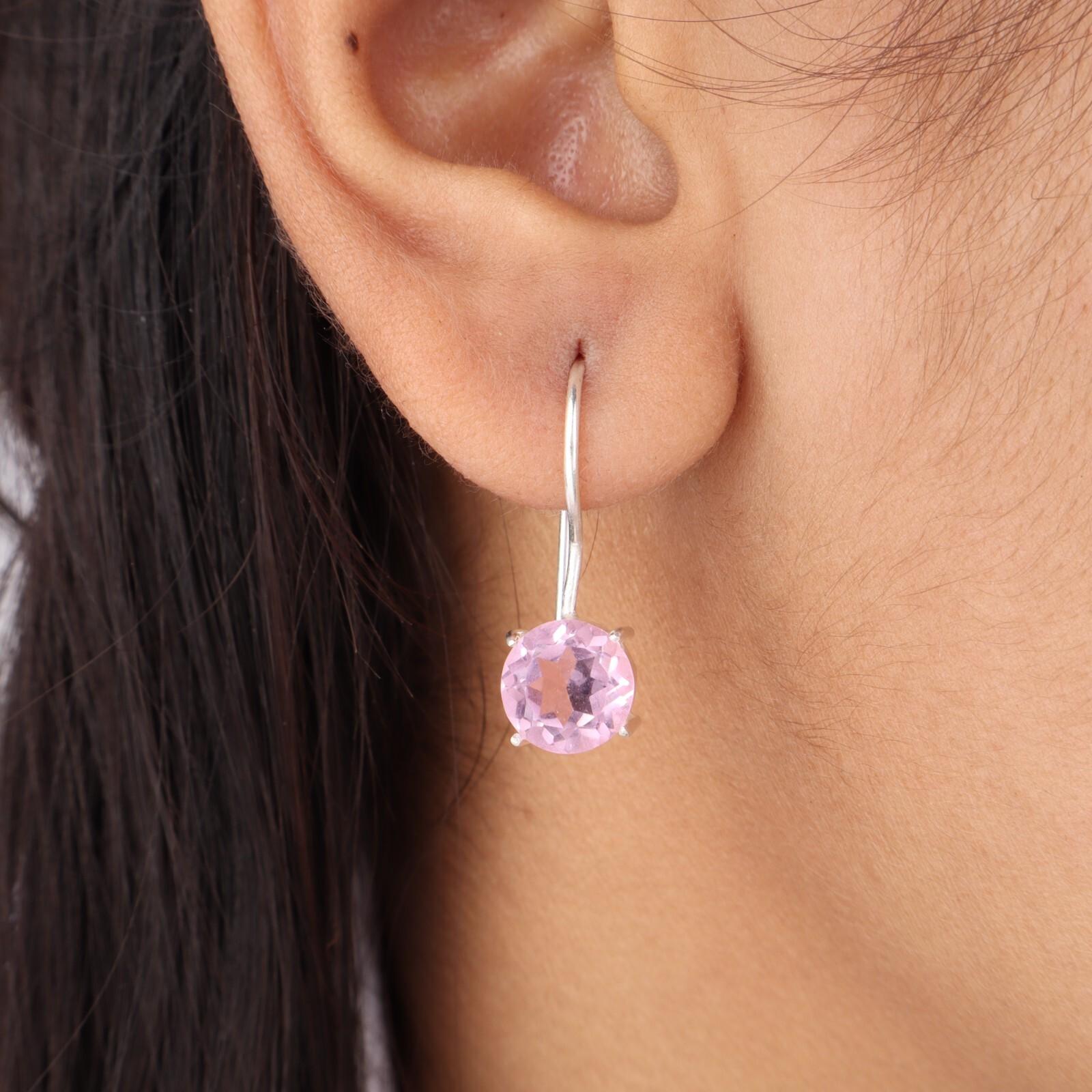 

Морганит Драгоценный камень 925 Стерлинговое серебро Ювелирные изделия Ручной работы Серьги 0,92 Для женщин EE-174-16