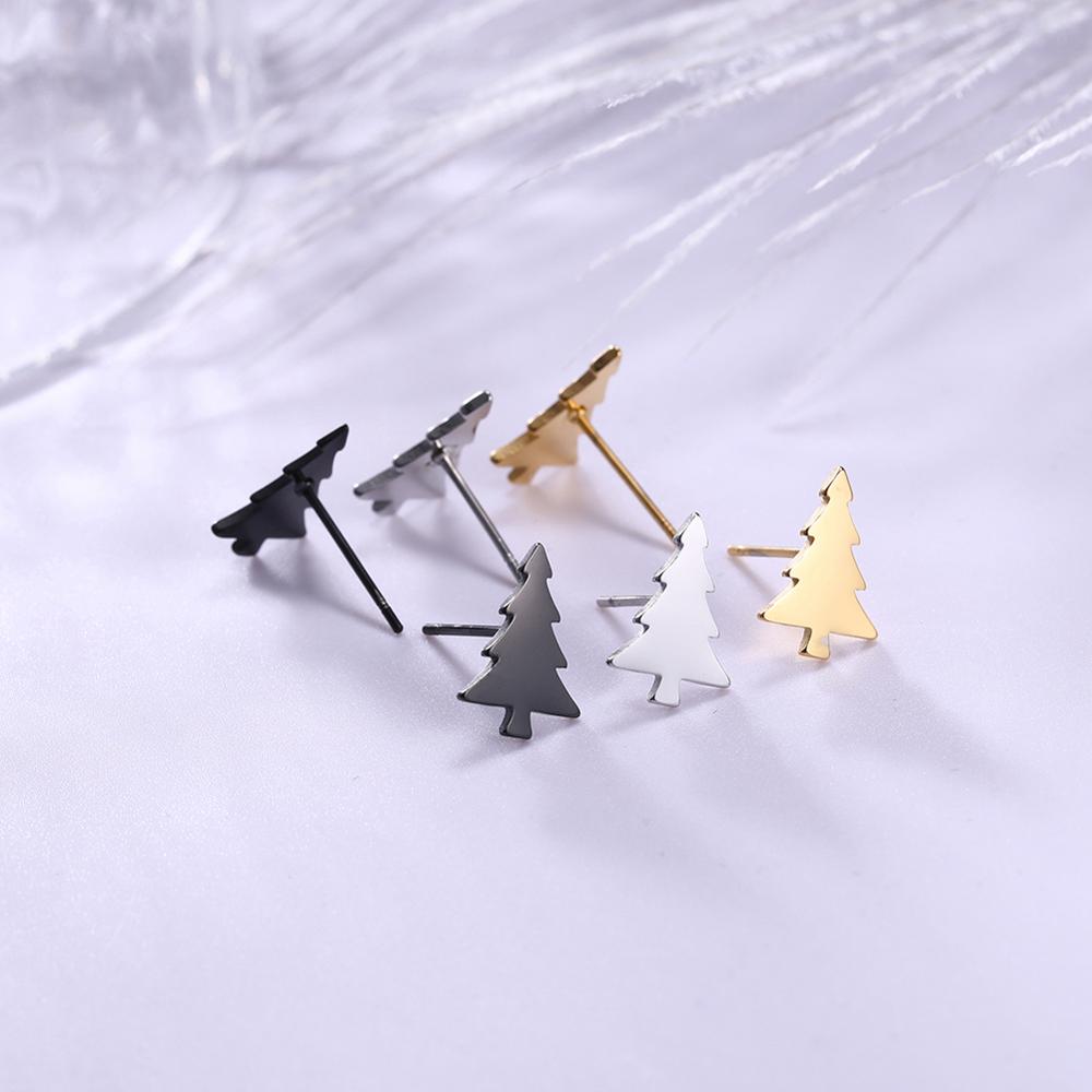 Snowflake Tree Elk Jingle Bell Stud Earring Women Stainless Steel Gold Earrings Jewelry Valentine Gift