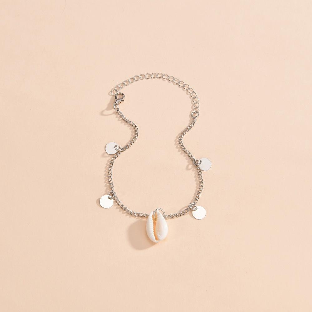 Beach Shell Pendant Disc Tassel Ladies Anklet Vintage