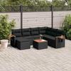 8 Piece Garden Sofa Set with Cushions Black Poly Rattan