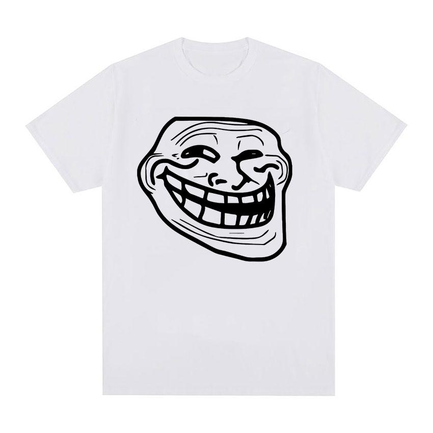 2025 Verão Troll Face Memes Homem Zangado Problema Meme Engraçado Masculino Feminino Moda Retro Harajuku 100% Algodão Puro Camiseta Estampada