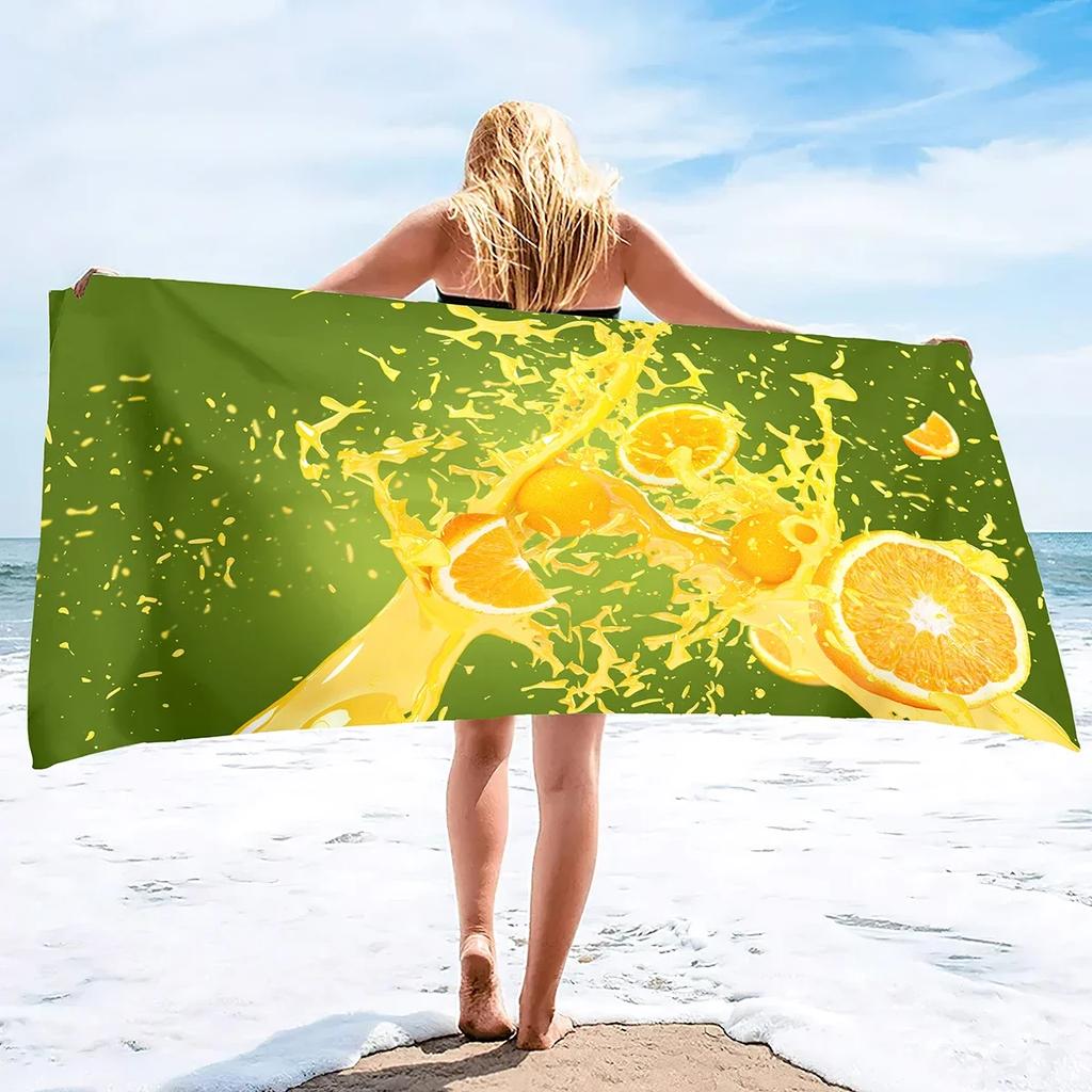 Asciugamani da Spiaggia Gialli al Limone in Microfibra, Asciugamano Coperta Sottile Morbido Assorbente Sovradimensionato, Leggero Asciugatura Rapida e Senza Sabbia Asciugamano da Bagno