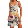 Women's Floral Print Dress, Vest, Skirt With Pockets, Beach Skirt, V-Neck Vest Skirt