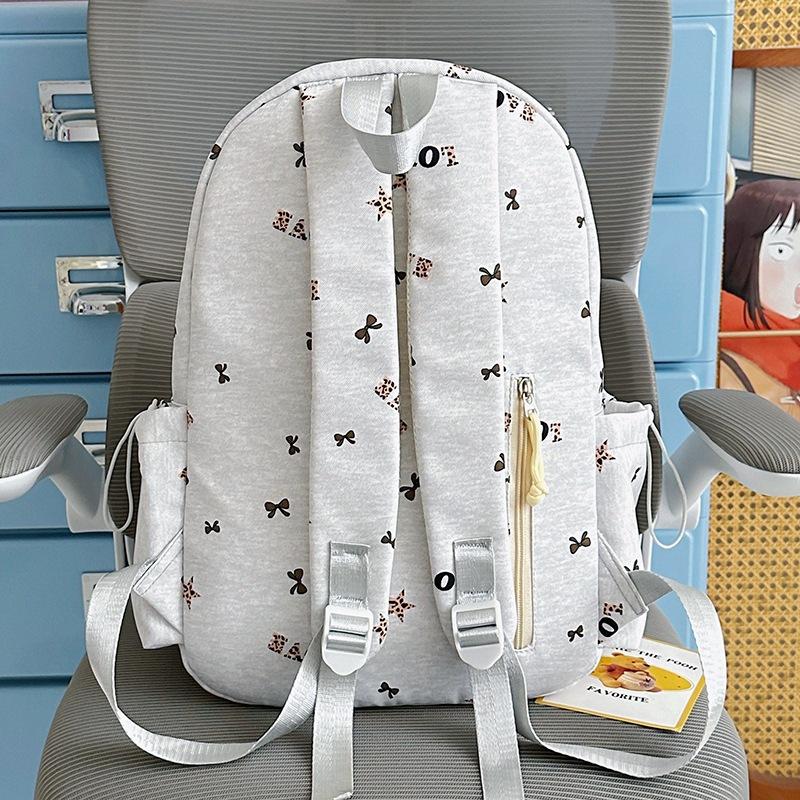 School bag: misty milk blue B1y sweet cool leopard print girly backpack, youthful vitality, versatile backpack for middle and high school girls