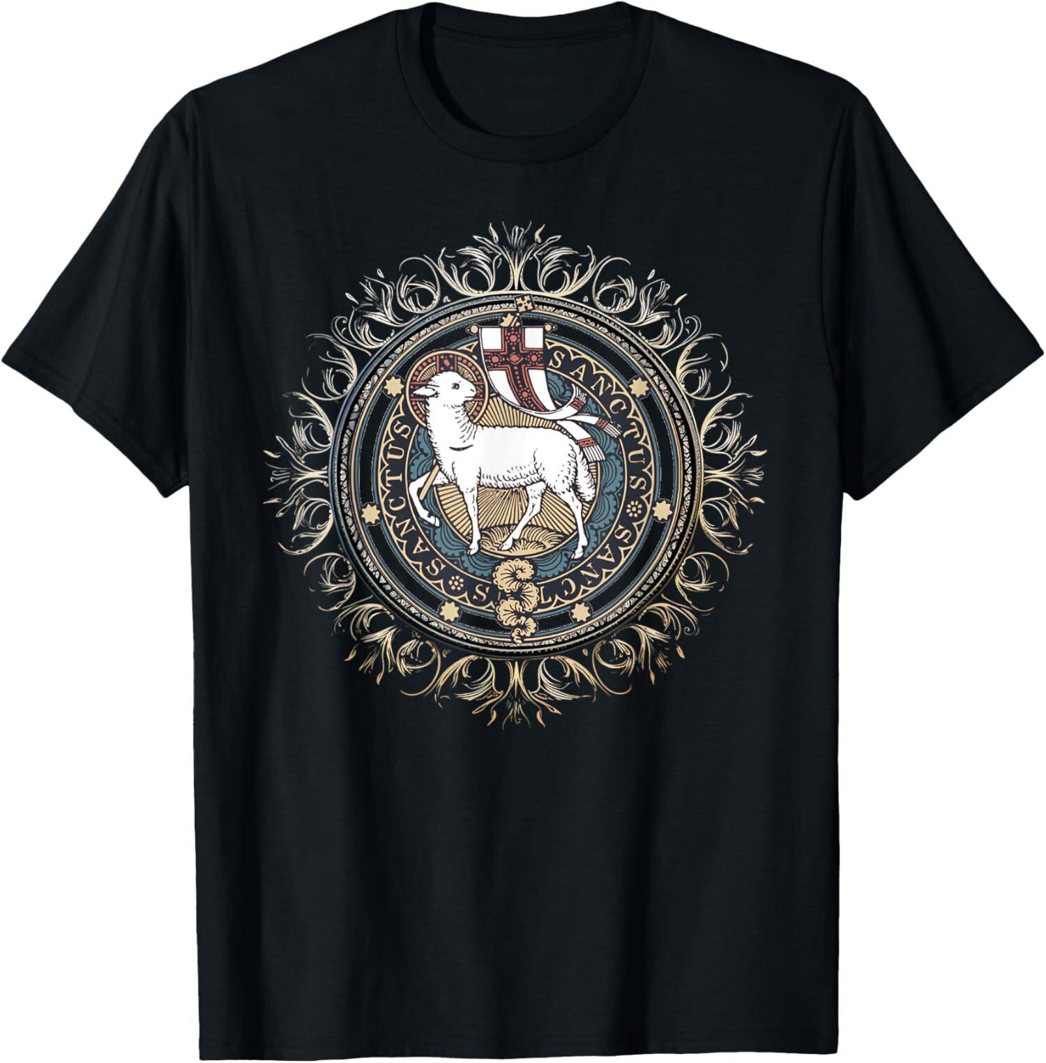 NEW LIMITED Agnus Dei Sanctus Traditional Latin Mass Catholic T-Shirt S разноцветный