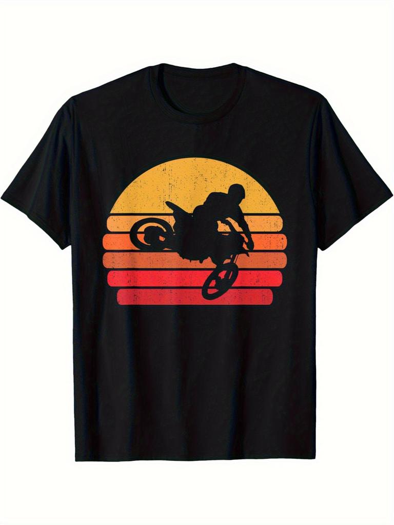 Retro Dirt Bike Rider- Vintage MX Motocross Supercross T-shirt Dirt Bike Casual Comfy Short Sleeve Crew Neck Top