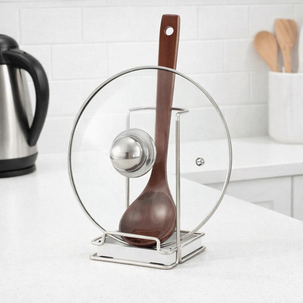 Stainless Steel Pot Lid Rack Non-Tipping Spoon Rest Shelf Modern Spatula Holder  Restaurant
