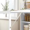 Kitchen Table, Folding Dining Table, with 4-Tier Shelves, Modern Drop-Leaf Table, White