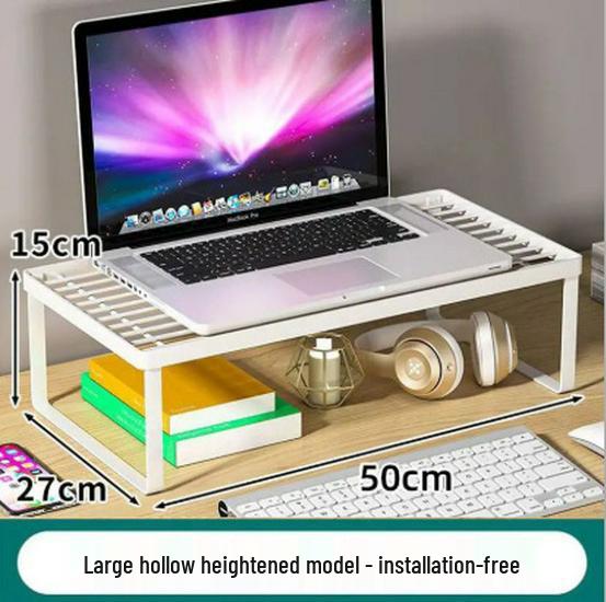 Adjustable Desktop Monitor Riser & Laptop Cooling Stand with Storage & Keyboard Tray