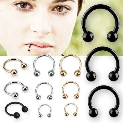 10-teiliges Hufeisen-Piercing-Set aus Edelstahl für Lippen, Nase, Septum, Ohrstecker