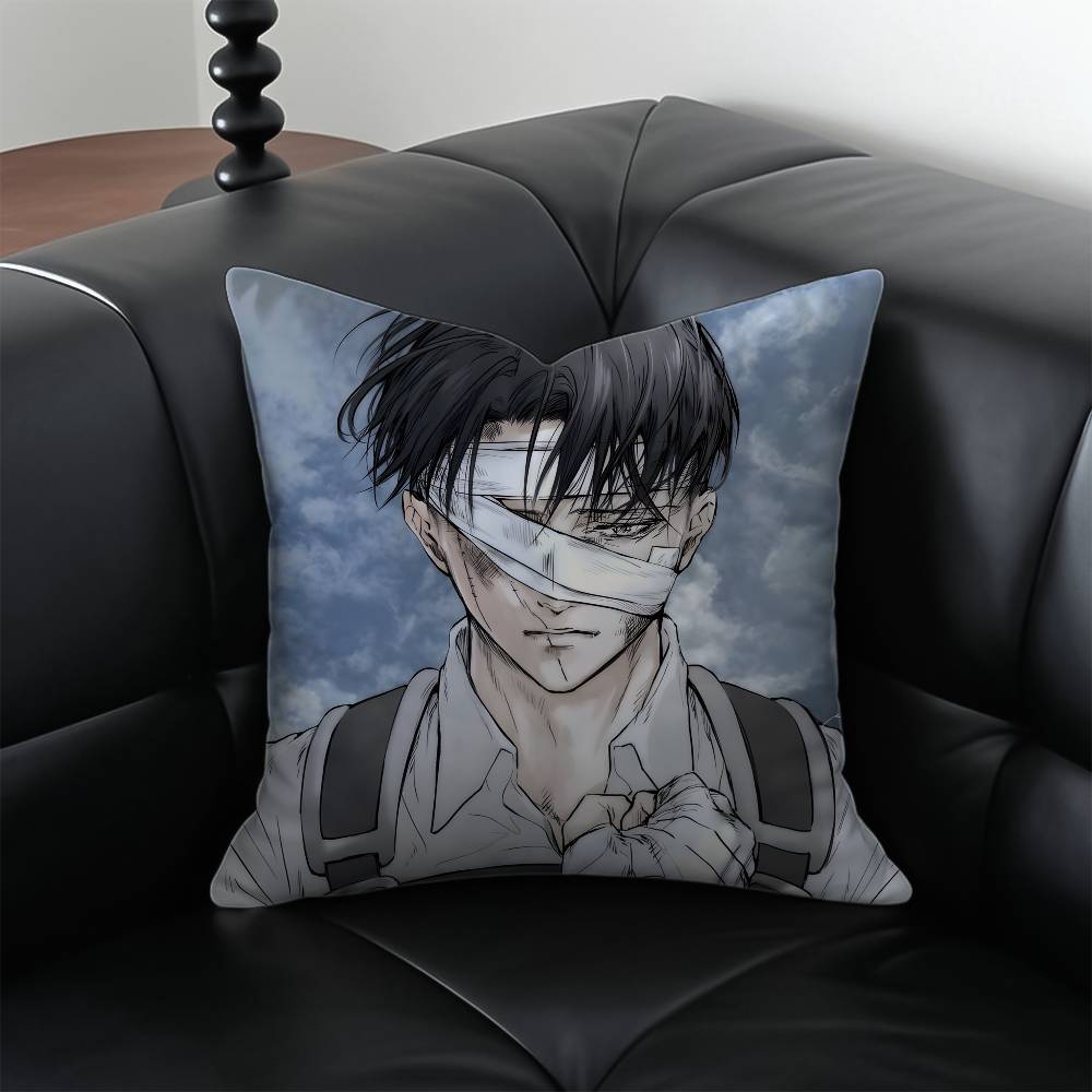 1 Stück Levi Ackerman Attack on Titan Kissenbezug, milbenabweisend, mit verdecktem Reißverschluss, seidig-kurzplüschig, Sofakissenbezug