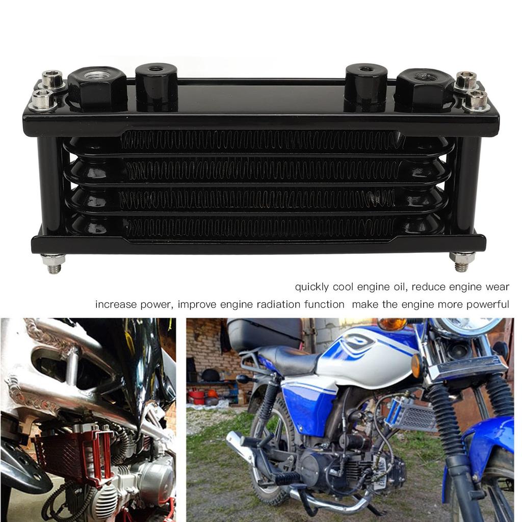 Motorcycle Engine Oil Cooler, 17PCS Motorcycle Oil Cooler Radiator Set, 4-Row Engine Oil Cooling Kit for Monkey 125cc-140cc, Dirt Bike Oil Cooler Cool