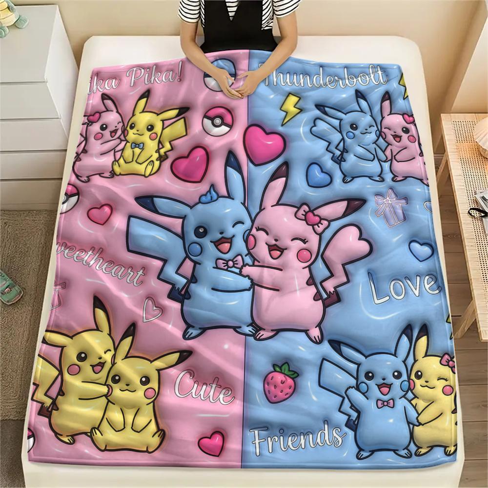 

Pikachu Flannel Blanket Print, Warm Soft for Sofa Bed Chair, Perfect for Travel Picnic -HE51 75x90cm