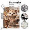 5D Framed Pearl Painting Kit Cute Artist Hedgehog Pattern Sparkling Bead Art Canvas Ready to Display Creative Home Decor Gift