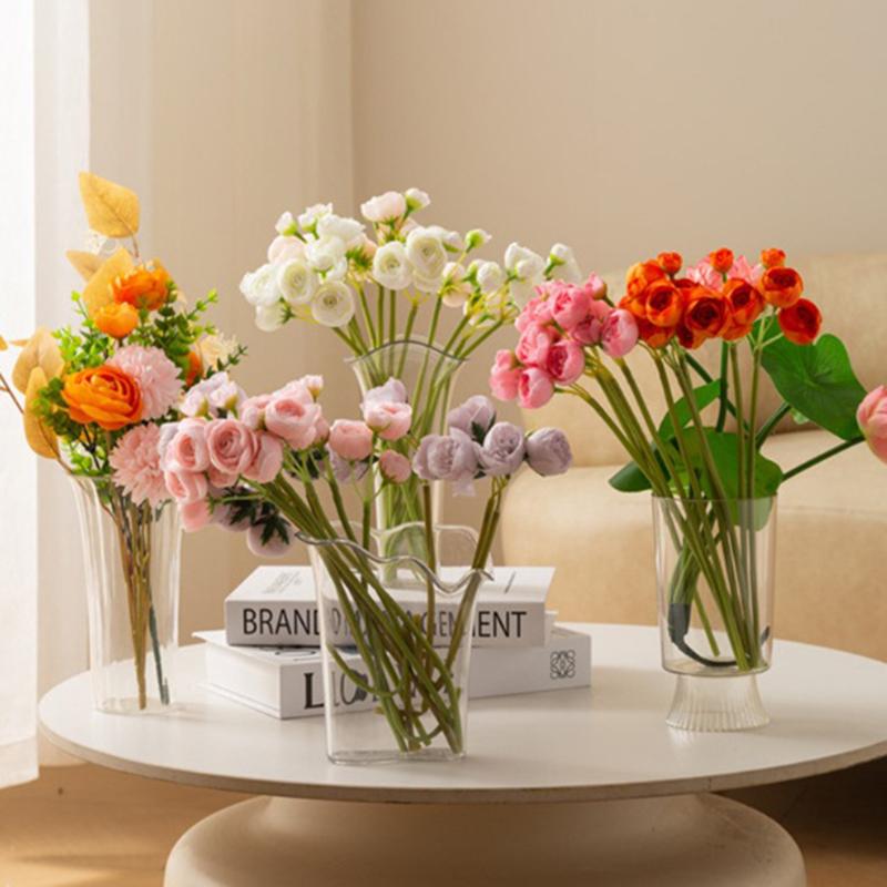1Pc Flower Vase Acrylic Hydroponic Home Decor Clear Flower Pot Desktop Decorative Vase For Wedding