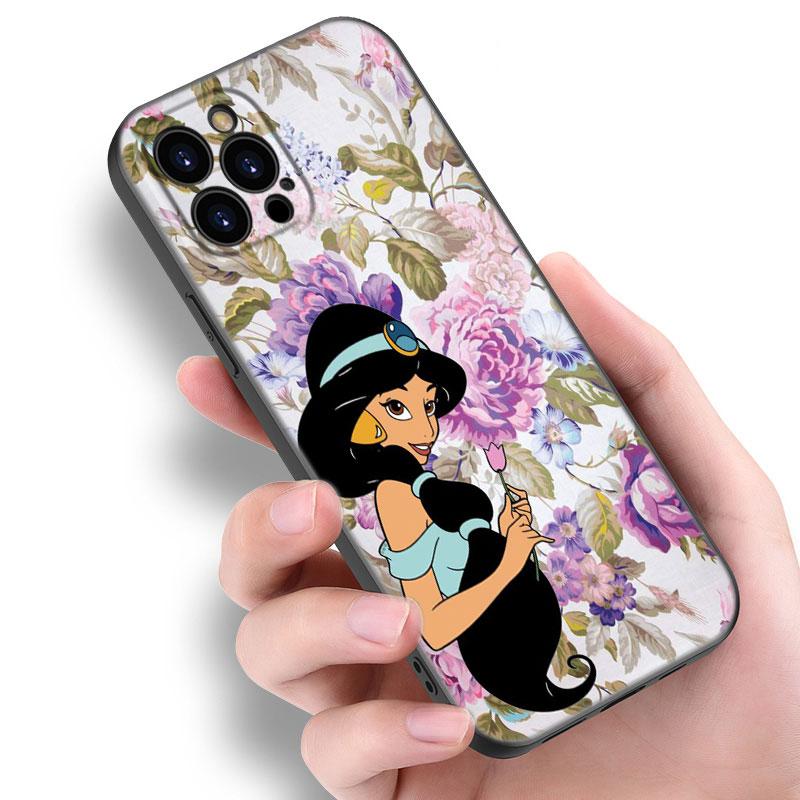 Snow White Princess Jasmine Black Silicone Phone Case For Apple iPhone 12 13 Mini 11 14 15 Pro Max 7 8 Plus X XR XS SE 2020 2022