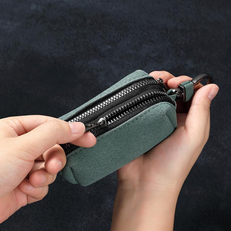 Leather Key Wallet With Chain Compact Organizer For Daily Use