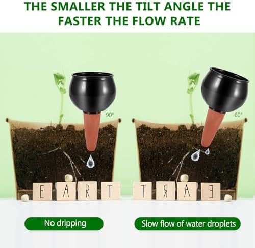 BTBHIHO 500ml Self-Watering Globes, 4-Pack Automatic Plant Watering Bulbs, ABS Drip Irrigation Spikes for Indoor Outdoor Potted Plants, Black