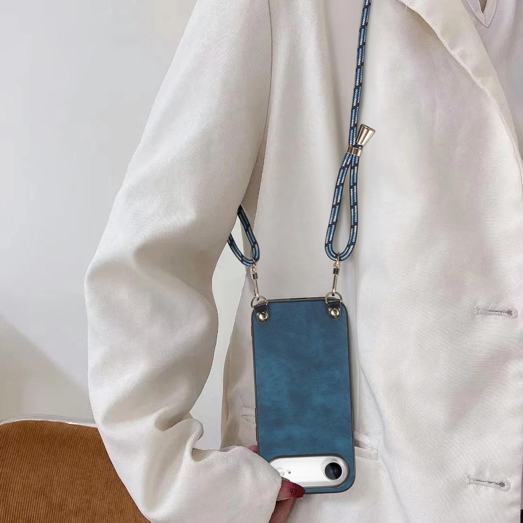 For iPhone Air Retro Leather Phone Back Cover with Adjustable Strap