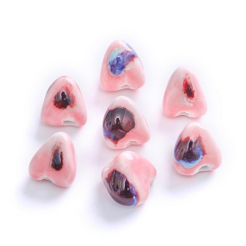 5 Stück Blumenglasur-Porzellanperlen Zongzi-Form Keramikperlen für die Schmuckherstellung DIY Charms Armband Halskette Basteln Loch 2,5 mm