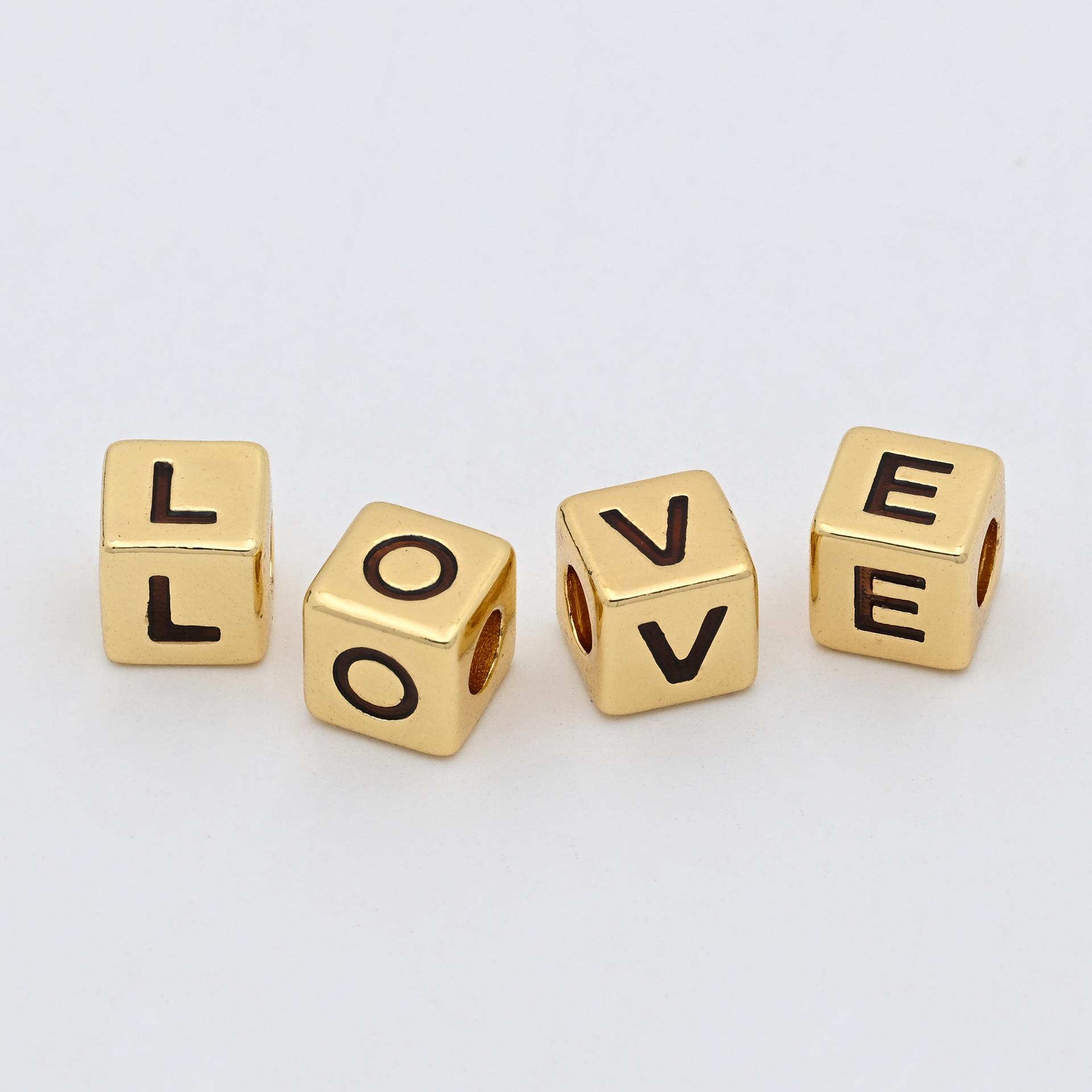 Drip Oil Letter Square Beads for DIY Name Necklaces & Bracelets L