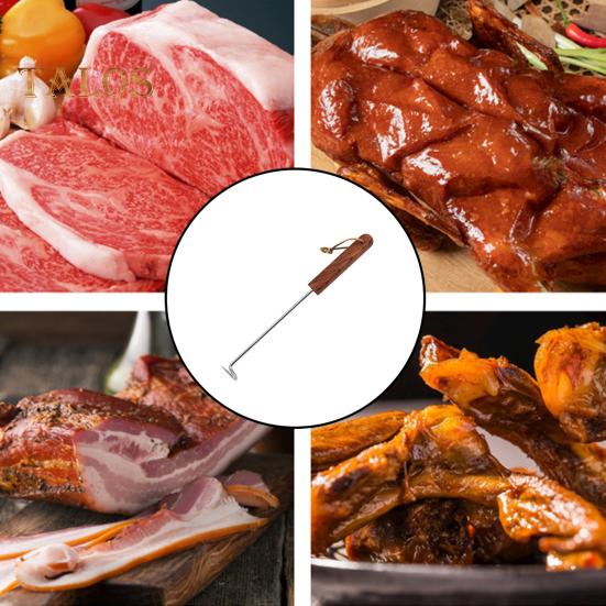 BBQ Steak Gril Háček Obracečka na maso Dřevěná rukojeť Nerezová přehazovačka na grilování zeleniny Přenosný kuchyňský nástroj