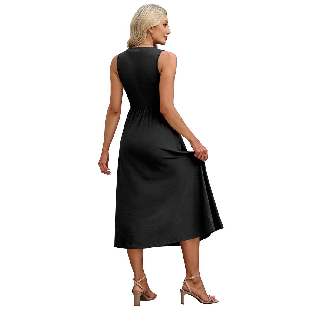 Damen Sommerkleider Maxikleid Urlaub Strand Sonnenkleider Mit Taschen