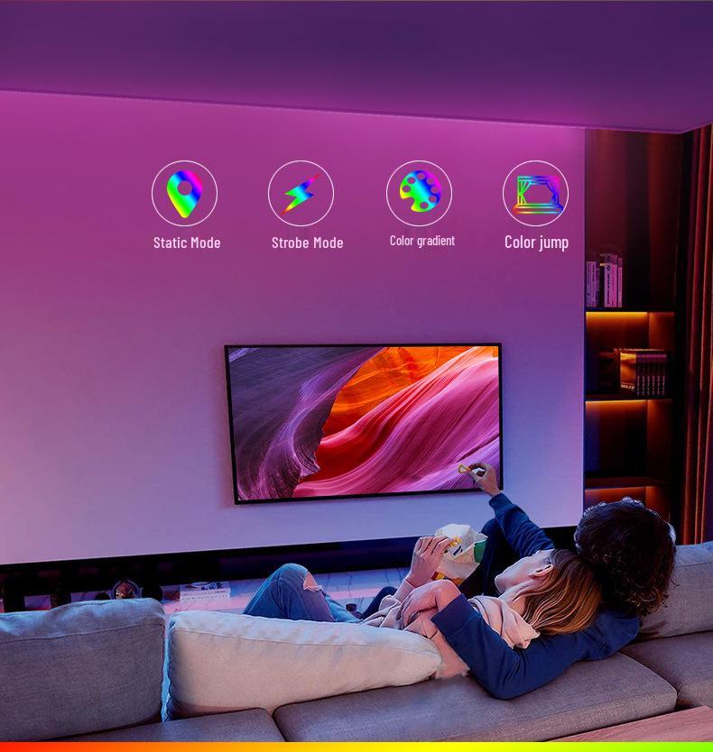 Tuya WiFi Smart 5050 RGB Light Strip Kit with 24-Key Remote & 2835 Seven-Color Ambient Lighting