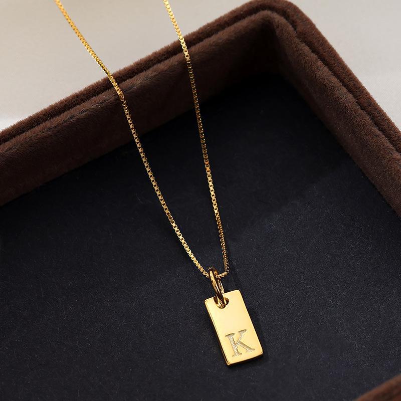 Banyan Tree Sterling Silver Square Letter Pendant Necklace