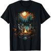 Vintage Ghost and Skeleton by Fire Camping Gothic Halloween T-Shirt(3)