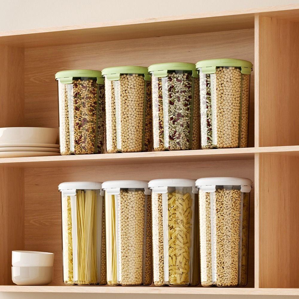 4-Compartment Grain Storage Container Sealed Food Storage Box Cereal Grain Dispenser  Coffee