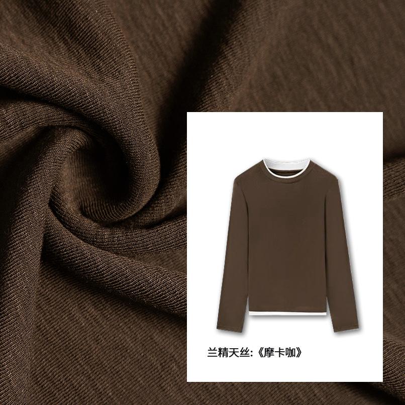 Spring and Autumn Black Bottom Shirt Advanced Splicing Stacked Wear Fake Two-piece Tencel Top Slim and Skinny Long Sleeve Women