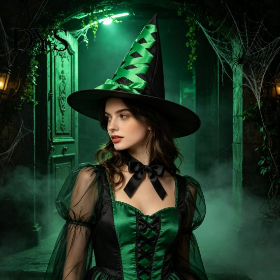 Halloween Costume Accessories Witch Hat, Reusable Oxford Cloth Pointed Wizard Festive Party Souvenir Hat for Costume, Carnival, Masquerade,