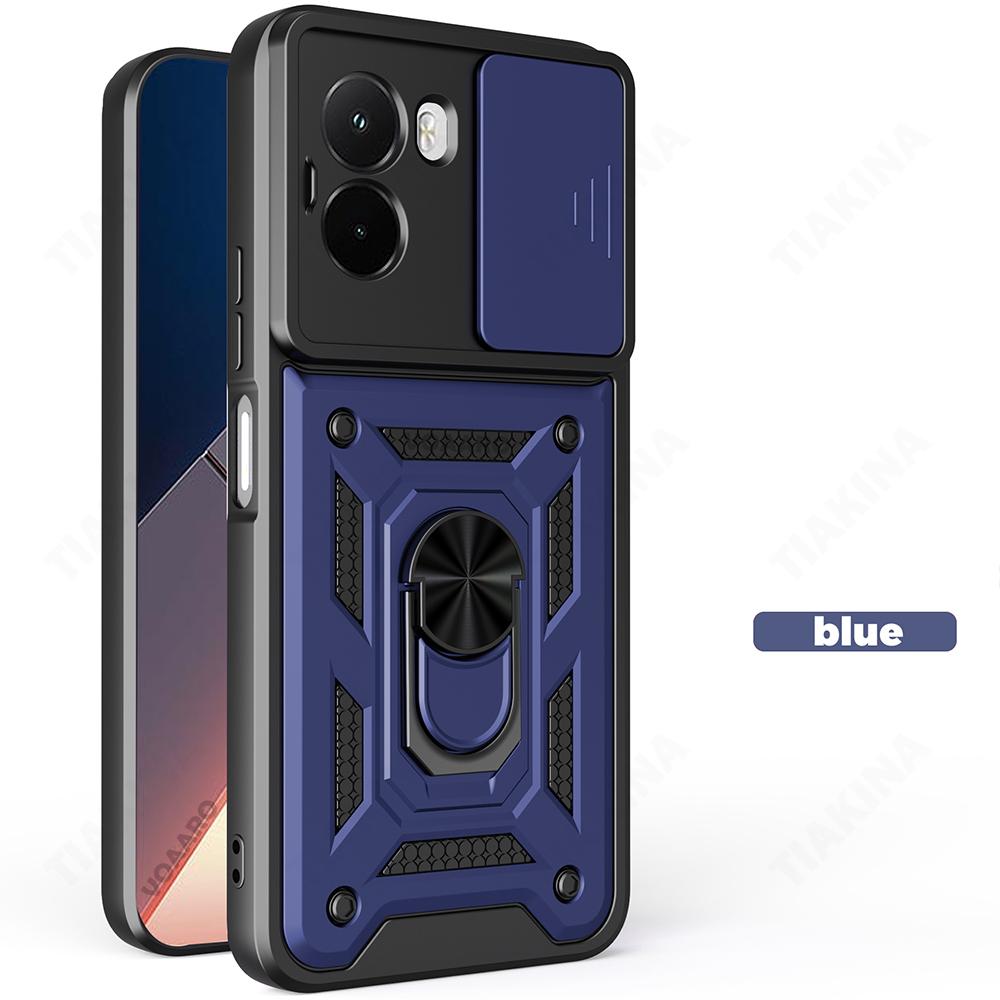 Slide Lens Armor Funda for Xiaomi POCO M7 4G Case for POCO M7 Plus 5G Case Magnetic Ring Stand Holder Cover Shockproof Capa