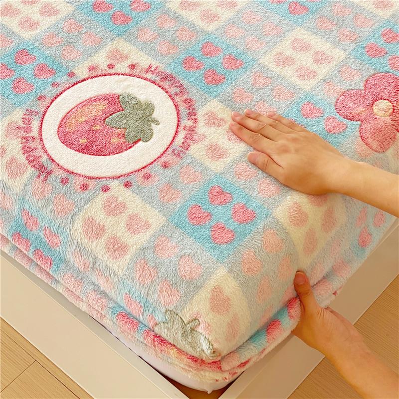 1pc Warm Bed Sheets for Winter Thick Flannel Fleece Fitted Bed Sheets Reactive Printed Drap De Lit Single/Queen/King Drap Housse