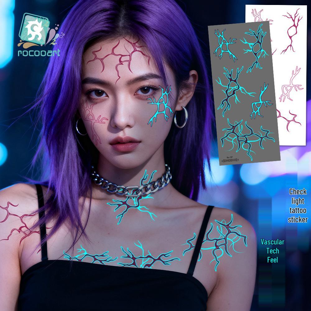 Glow Lightning Veins Kpop Girl Group Waterproof Temporary Tattoo Stickers