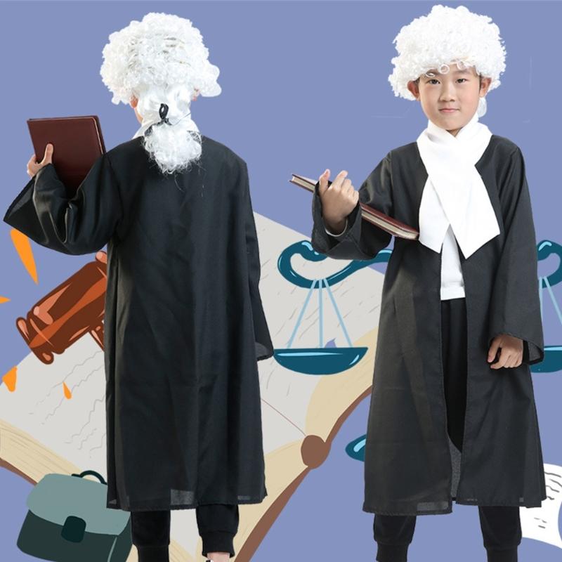 Childrens Courtroom dressing up Costume Soft Breathable Fabric Lawyer Judge Pretend Play Outfit For Boys And Girls