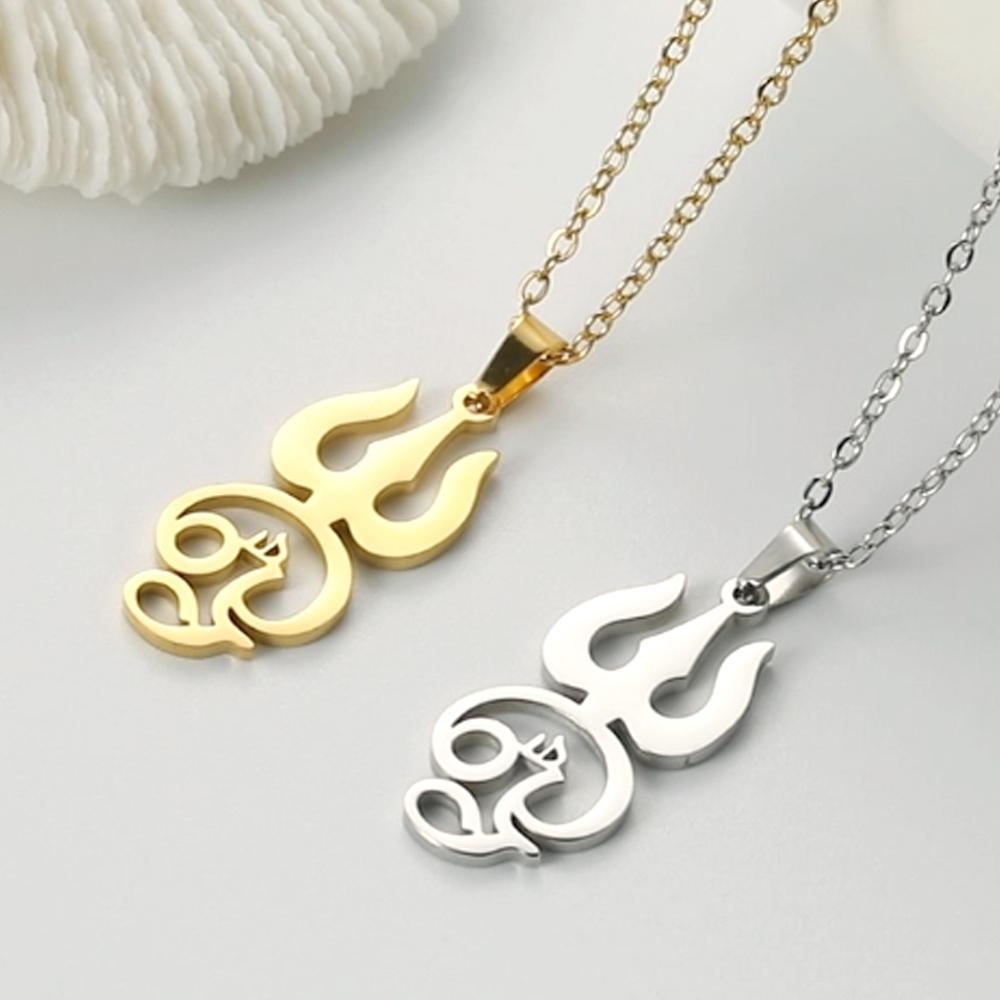 Dawapara Indien Tamil Om Symbol mit Dreizack Anhänger Edelstahl Halskette Om Shiva Symbol Yoga Vintage Talisman Schmuck