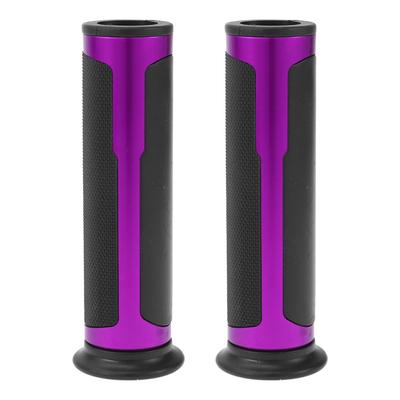 BULLSPANN Universal Motorcycle Hand Grip Cover Non Slip Aluminum Alloy Rubber Handlebar Grips Motorcycle Scooter Purple 1 Pair 22mm 24mm