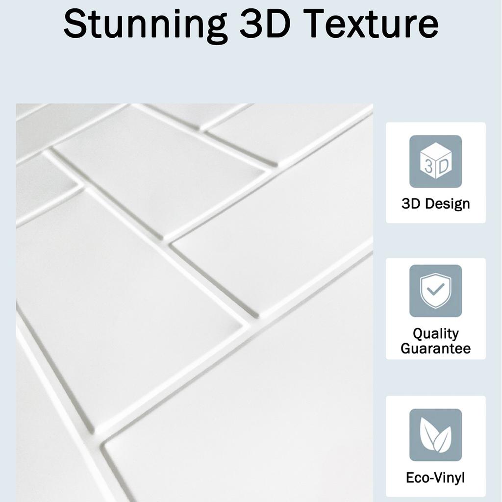 10 Blatt Abziehen und Aufkleben 3D Wandfliesen Aufkleber Wasserdichte Vinyl Tapete Küchenrückwand DIY Wandfliesen für Heimdekoration