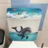 Cute Dolphin Toilet Tank Sticker Ocean Wave Vinyl Decal For Bathroom Decor Adhesive Home Decoration Accessories