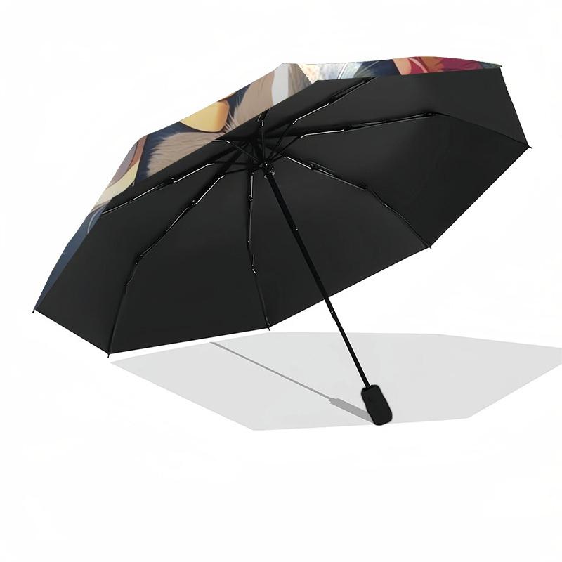 1pc Fantasy Cat Armor Floral Umbrella with Plastic Handle,Suitable for All Seasons Home Travel Outdoor UmbrellaDD100