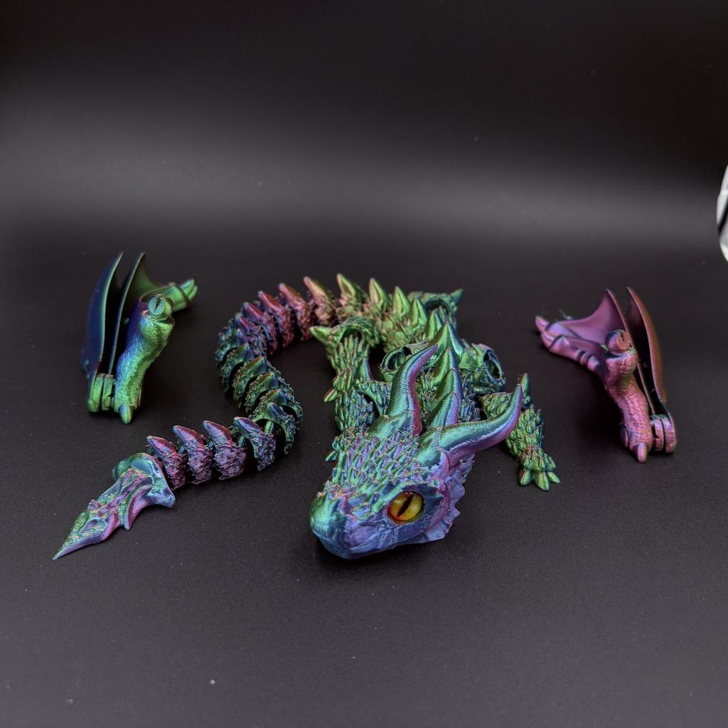 22-30CM 3D Printed Simulated Eyes Flying Dragon Baby Ornaments Joints Can Move Dragon Rockery Fish Tank Landscaping Decoration